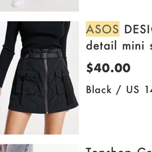 ASOS DESIGN hardware detail mini skirt in black - Size 14